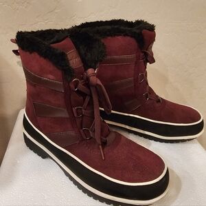 Comfortview Burgundy Lace Up Boots